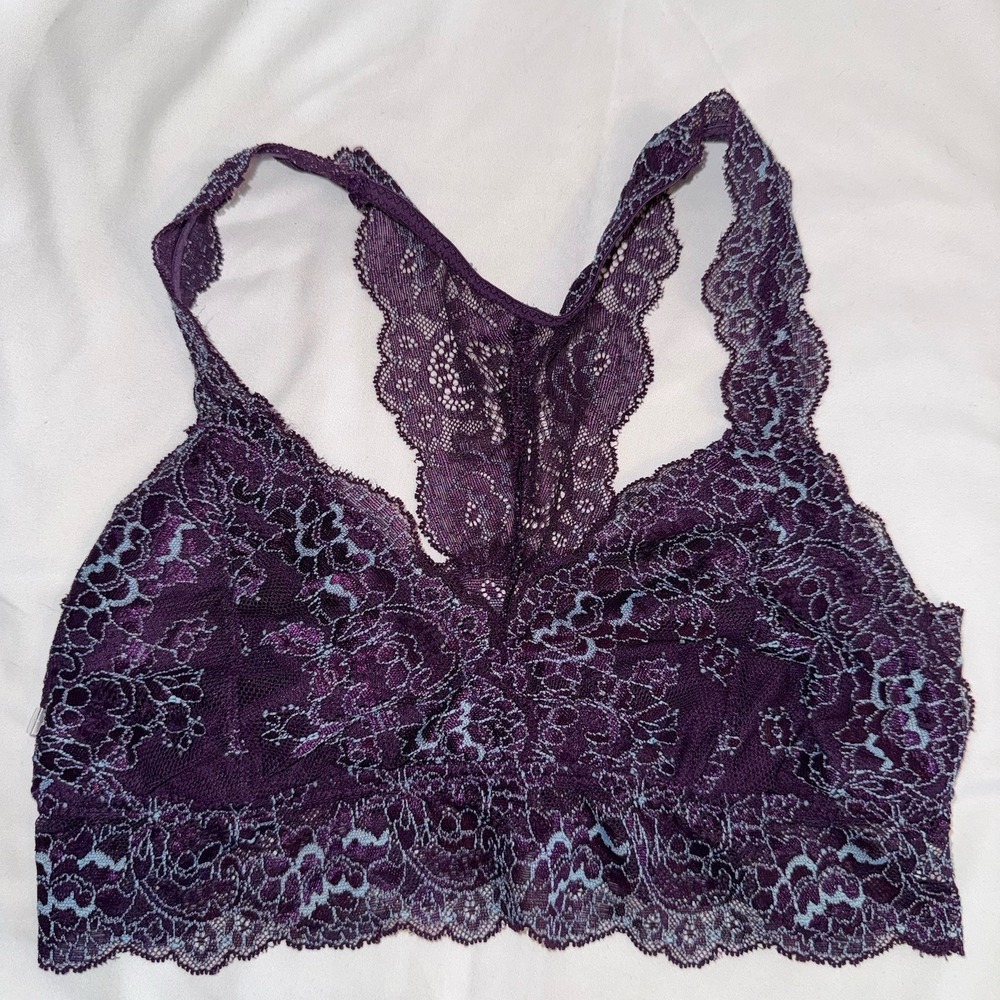 C & California Deep Purple Lace Racerback Bralette Sz S